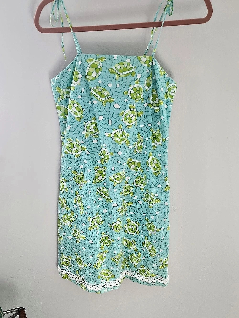 Vintage Lilly Pulitzer Shelli Stretch Dress Blue & Green Size 8